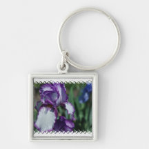 Bearded Iris Flower Keychain