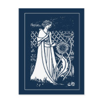 Beardsley Lady & Sunflowers Post Card