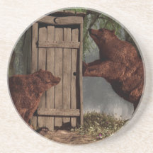 Bears Around The Outhouse Coaster