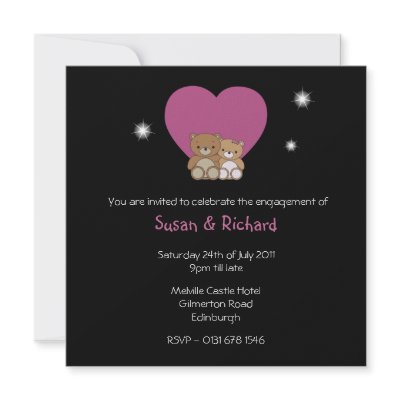 Bears in Love Heart Engagement Invitation by honey_moon