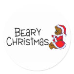 Beary Christmas Round Stickers