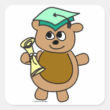 Beary Cute Graduation Square Sticker