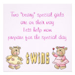 Beary Special Twins Baby Shower Invites
