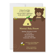 Beary Sweet Bear & Bee Baby Shower Invitation