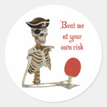 Beat Me Pirate Ping Pong Round Sticker