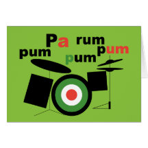 Beatnik Drummer Boy Greeting Card / Green