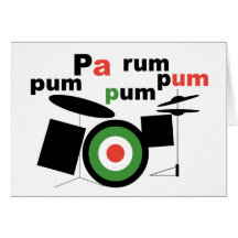 Beatnik Drummer Boy Greeting Card / White