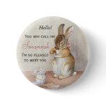 Beatrix Potter Bunny Rabbit Name Tag Button Pin