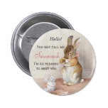 Beatrix Potter Bunny Rabbit Name Tag Button Pin