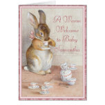 Beatrix Potter Custom Welcome New Baby Girl Card