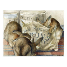 Beatrix Potter Merry Christmas Rabbit Postcards