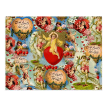 Beau collage vintage d'ange d'amour de Valentine Cartes Postales