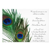 Beau et élégant mariage blanc de paon invitations