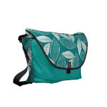 Beau feuille Teal de minuit et sac messenger blanc sacs messenger