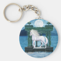 Beauté de blanc de licorne porte-clefs