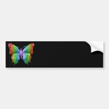 Beautiful 3D Jewelled Rainbow Butterfly Bumper Stickers