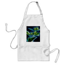 Beautiful Abstract Teal Lime Green Flower Art Apron