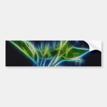 Beautiful Abstract Teal Lime Green Flower Art Bumper Stickers