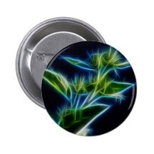 Beautiful Abstract Teal Lime Green Flower Art Button