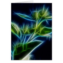 Beautiful Abstract Teal Lime Green Flower Art Card