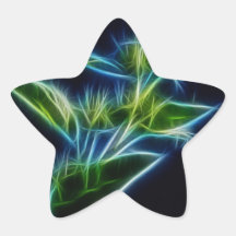 Beautiful Abstract Teal Lime Green Flower Art Star Stickers