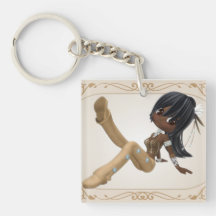 Beautiful African American Girl Keychain Acrylic Keychain