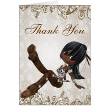 Beautiful African American Girl Thank You Card
