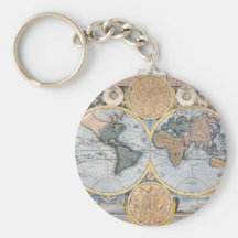 Beautiful Antique Atlas Map Keychains