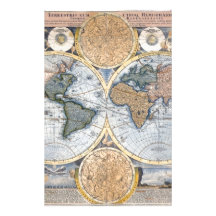 Beautiful Antique Atlas Map Stationery