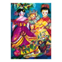 BEAUTIFUL ANTIQUE DOLL red blue purple yellow pink Custom Announcements