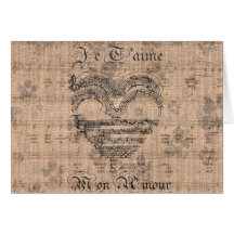 Beautiful antique music notes heart card