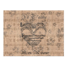 Beautiful antique music notes heart postcard