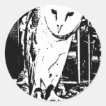 Beautiful Barn Owl in a Black & White Graphic Round Sticker