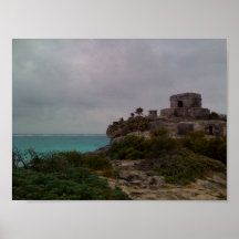 Beautiful Beach and Ruin in Mexico Poster