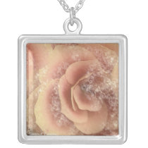 Beautiful Begonia, floral Pink Peach, Necklace