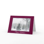 Beautiful Blizzard with Maroon Border Greeting Cards