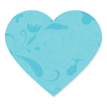 Beautiful blue floral wedding gift heart sticker