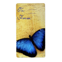 Beautiful Blue Morpho Butterfly Labels