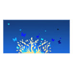 Beautiful butterflies and yellow tree photo card template