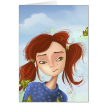 beautiful cartoon girl card