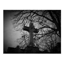 Beautiful cemetery cross tombstone post card