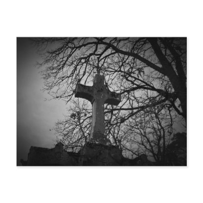 Beautiful cemetery cross tombstone post card by TheHopefulRomantic