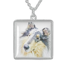 Beautiful Collie dog art Pendant