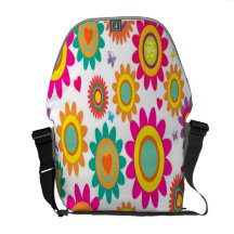 Beautiful Colourful Floral Hearts Messenger Bag