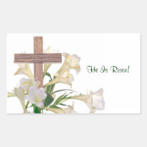 Beautiful Easter Lilies & Wooden Cross Sticker