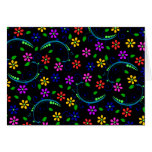 Beautiful Floral Design on Black Background Greeting Cards