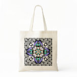 Beautiful Fresh Damask Design Aqua and Purple Tote Bag