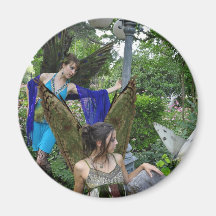 Beautiful Garden Fairies Round Magnet