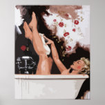 Beautiful Girl Bathing in the tub washing her legs Posters