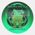 Beautiful GIRL in a Green World Sticker